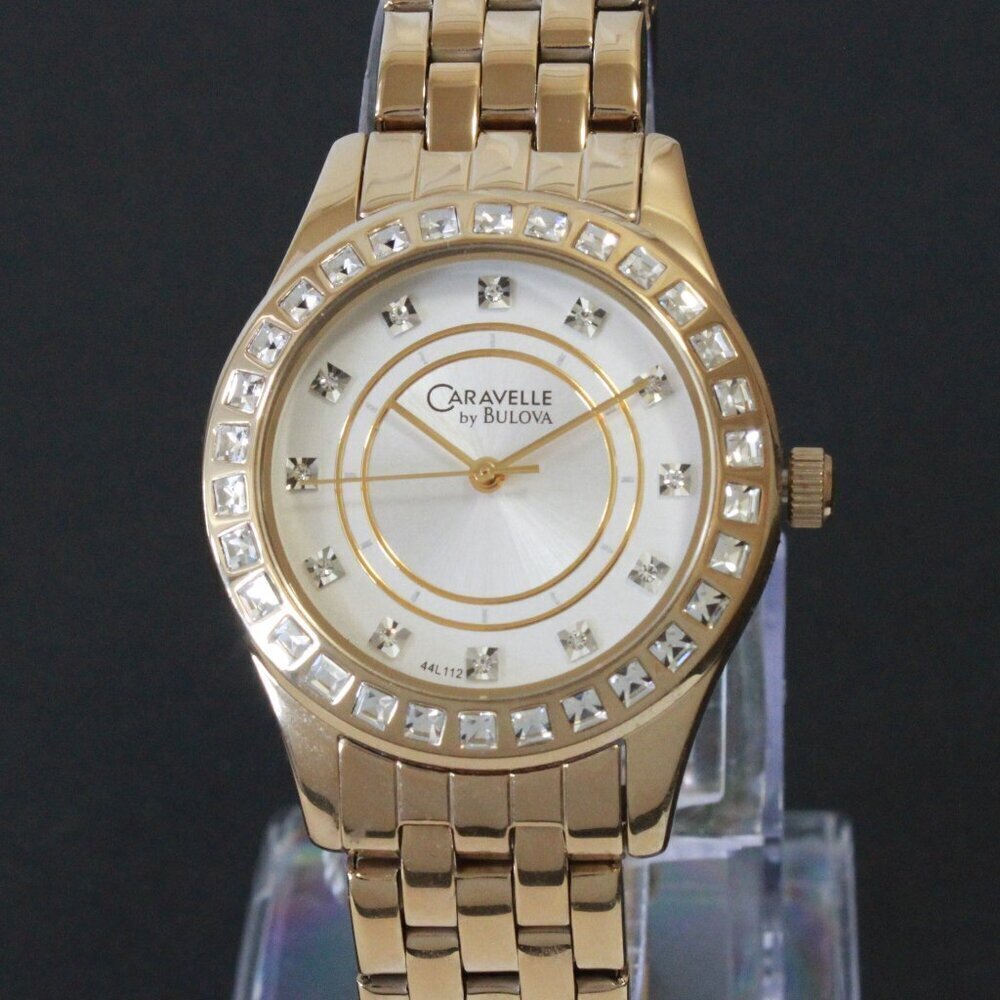 Caravelle Ladies Quartz Watch By Bulova Chrystal Bezel And Indices 32mm - Picture 6 of 13